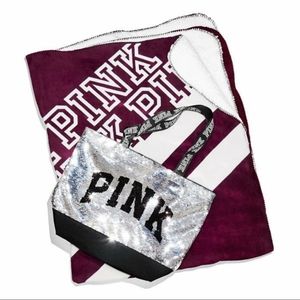 *SOLD* V.S. PINK Sherpa Blanket & Sequin Tote 2019